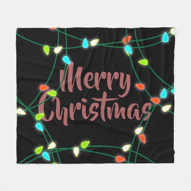 Christmas Lights Merry Christmas Fleece Blanket (Front (Horizontal))