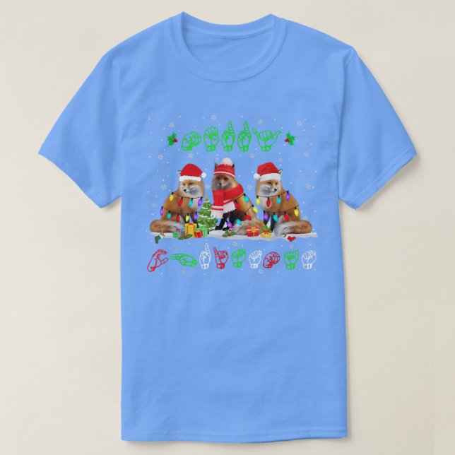 Christmas Lights Merry Christmas Fo Asl Sign Langu T-Shirt (Design Front)
