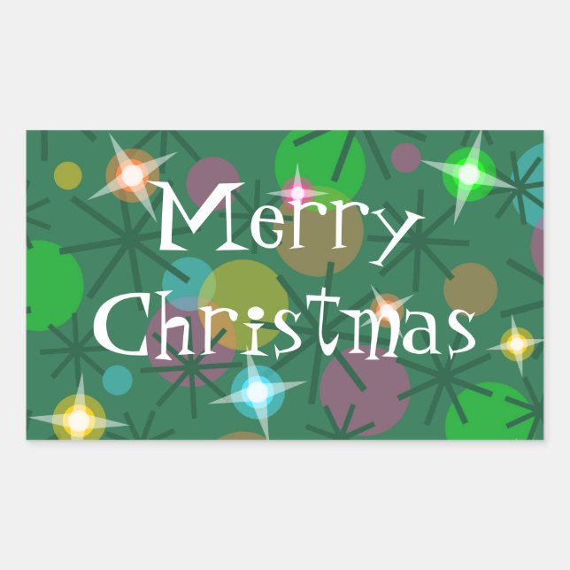 Christmas Lights Merry Christmas sticker rectangle (Front)