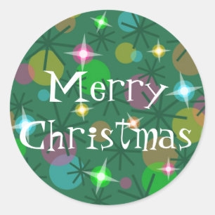 Christmas Lights 'Merry Christmas' sticker round