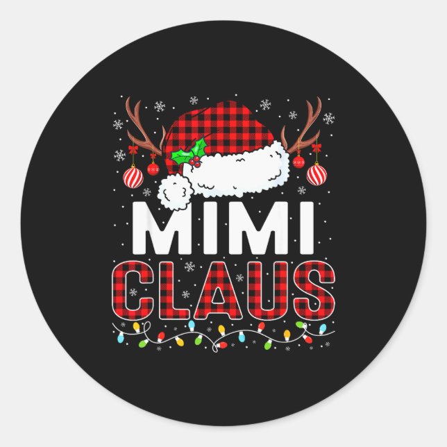Christmas Lights Mimi Claus Family Matching Xmas P Classic Round Sticker (Front)
