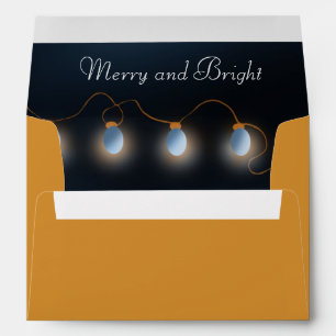 Christmas Lights Navy and Gold Envelope