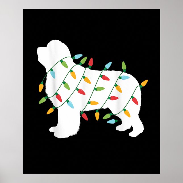 Christmas Lights Newfoundland Dog Lovers Poster (Front)