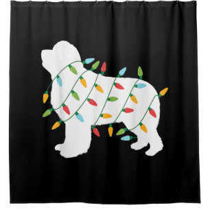 Christmas Lights Newfoundland Dog Lovers Shower Curtain