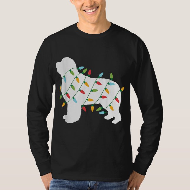Christmas Lights Newfoundland Dog Lovers T-Shirt (Front)