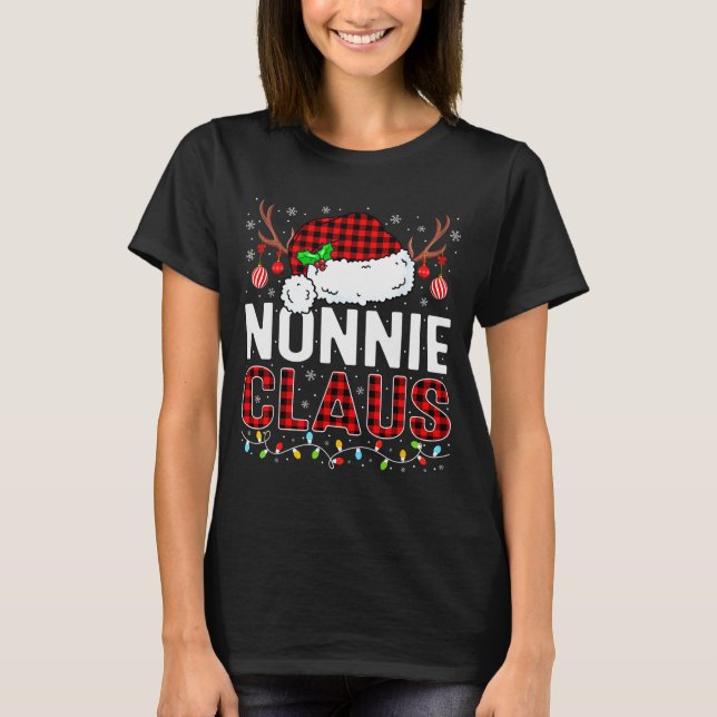 Christmas Lights Nonnie Claus Family Matching Xmas T-Shirt (Front)