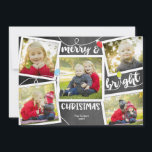 Christmas Lights on Chalkboard 6-photo collage Holiday Card<br><div class="desc">This fun 6-photo card features the text "Merry & Bright Christmas" with space for 5 photos on the front and 1 on the back all on a chalkboard background! The matching collection of products is available in our shop! Contact us if you would like this design modified for your specific...</div>