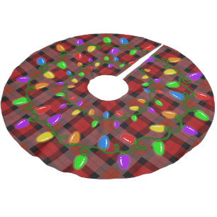 Christmas Lights On Plaid Brushed Polyester Tree Skirt