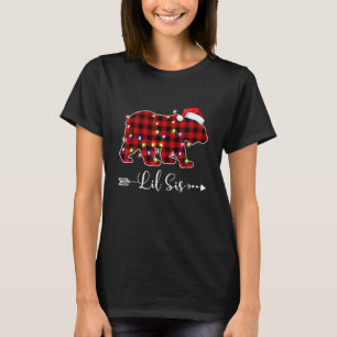 Christmas Lights Pajama Matching Red Plaid Lil Sis T-Shirt