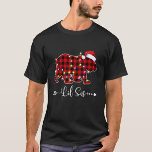 Christmas Lights Pajama Matching Red Plaid Lil Sis T-Shirt