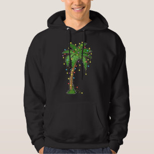Christmas Lights Palm Tree Beach Funny Tropical Xm Hoodie