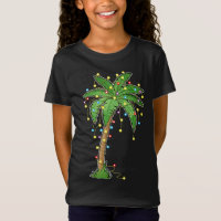 Christmas Lights Palm Tree Beach Funny Tropical Xm