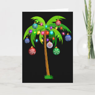 Christmas Lights Palm Tree Fun Hawaii Beach Tropic Card