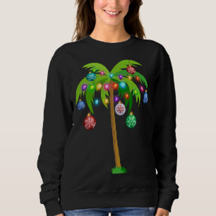 Christmas Lights Palm Tree Funny Hawaii Beach Trop Sweatshirt