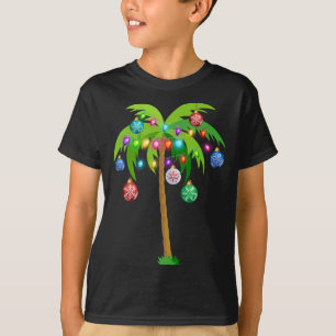 Christmas Lights Palm Tree Funny Hawaii Beach Trop T-Shirt