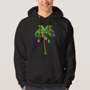 Christmas Lights Palm Tree Hawaii Beach Tropical Hoodie