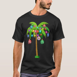 Christmas Lights Palm Tree Hawaii Beach Tropical T-Shirt
