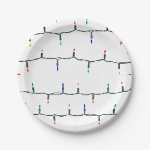 Christmas lights paper plate