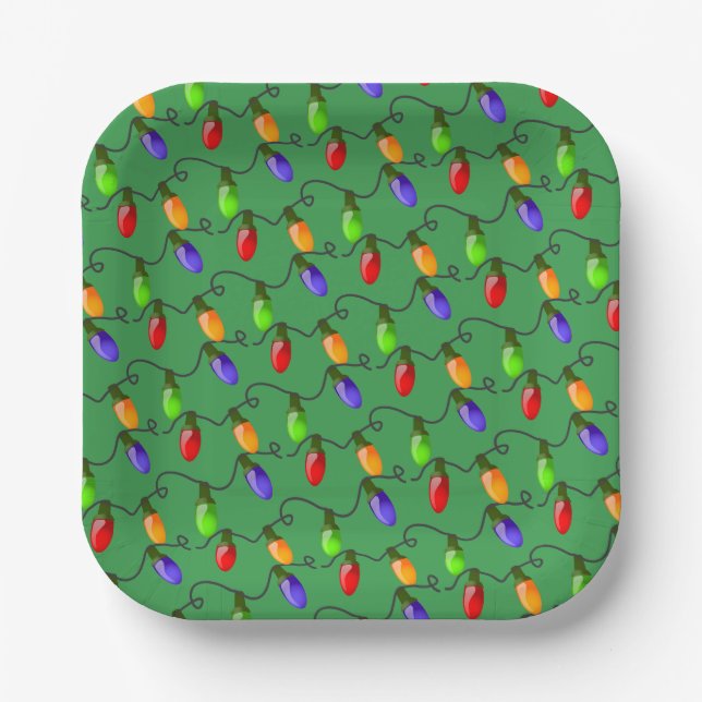 Christmas Lights Paper Plates (Front)