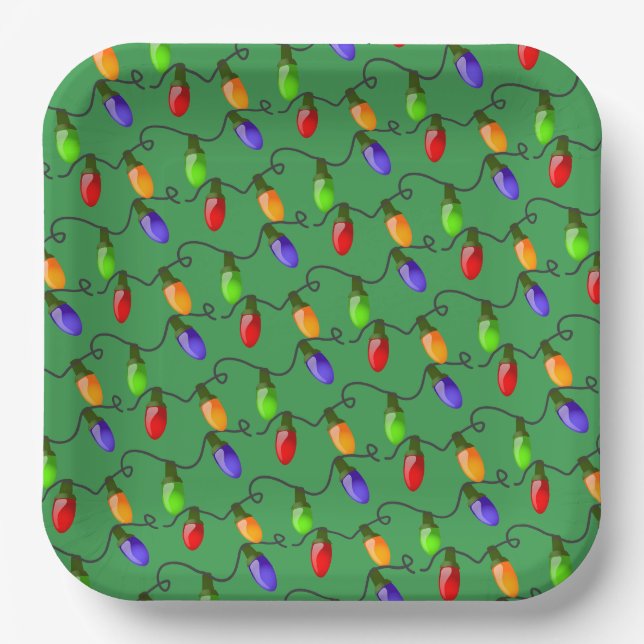 Christmas Lights Paper Plates (Front)