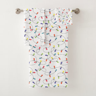 Christmas Lights Pattern Bath Towel Set