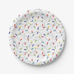 Christmas Lights Pattern Paper Plate
