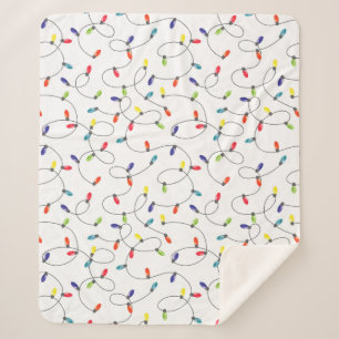 Christmas Lights Pattern Sherpa Blanket