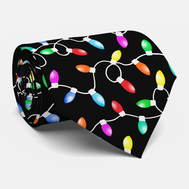 Christmas Lights Pattern Tie (Rolled)