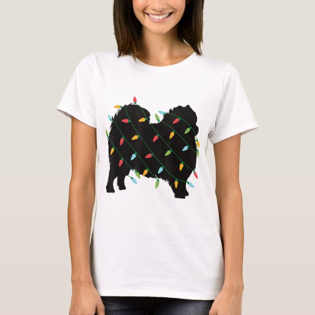 Christmas Lights Pomeranian Cute Gift for Dog Love T-Shirt (Front)