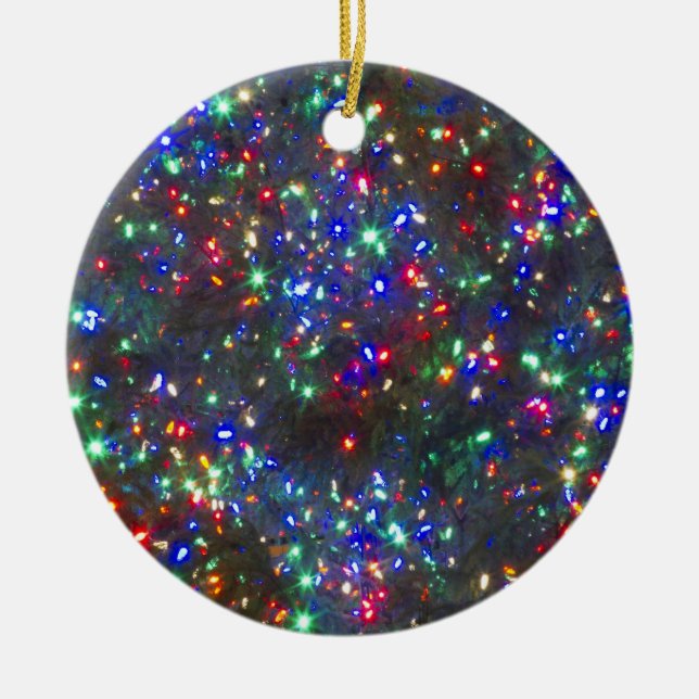Christmas lights, Portland, Oregon Ceramic Tree Decoration (Front)