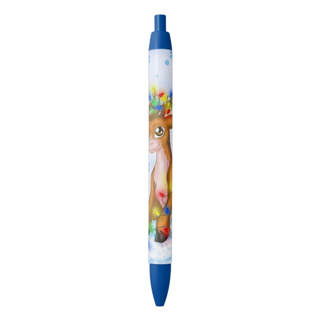 Christmas Lights Reindeer Black Ink Pen (Front Vertical)