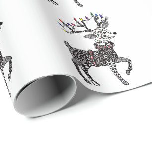 Christmas Lights Reindeer Wrapping Paper