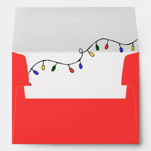 Christmas Lights Retro Festive Holiday Red  Envelope