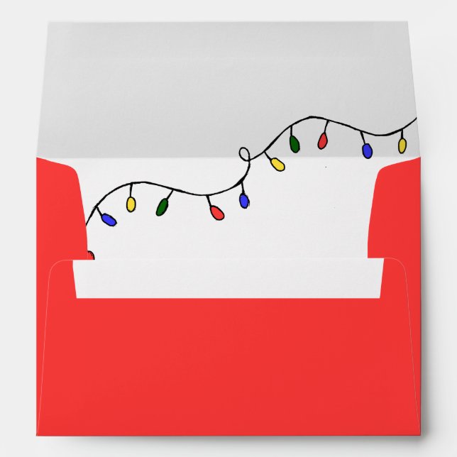 Christmas Lights Retro Festive Holiday Red  Envelope (Back (Bottom))