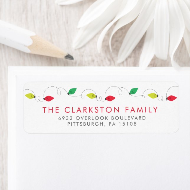 Christmas lights return address label (Insitu)