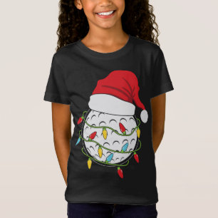 Christmas Lights Santa Hat Golf Ball Funny Sports  T-Shirt