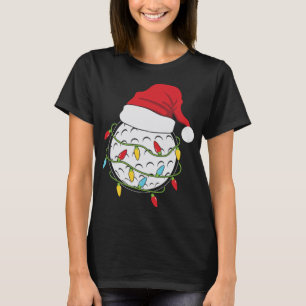 Christmas Lights Santa Hat Golf Ball Funny Sports T-Shirt