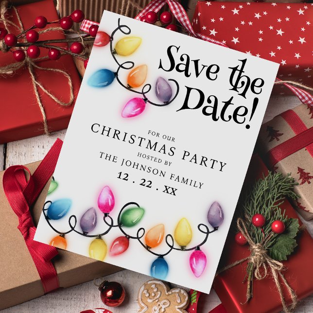 Christmas Lights Save The Date Holiday Party Postcard (Creator Uploaded)