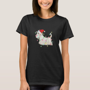 Christmas Lights Scottie Dog   Xmas T-Shirt
