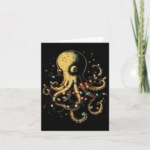 Christmas Lights Sea Octopus Marine Biology Ocean Card