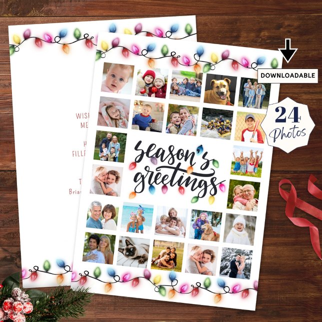 Christmas Lights Seasons Greetings 25 Photos Holiday Card (Creator Uploaded)