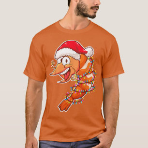 Christmas Lights Shrimp Wearing Xmas Hat Shrimp L T-Shirt