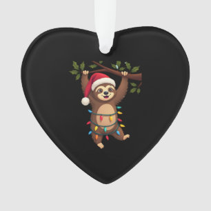 Christmas Lights Sloth Wearing Xmas Hat - Sloth Lo Ornament