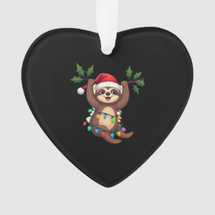 Christmas Lights Sloth Wearing Xmas Hat - Sloth Lo Ornament