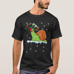Christmas Lights Snail Funny Reindeer Snail Lover T-Shirt