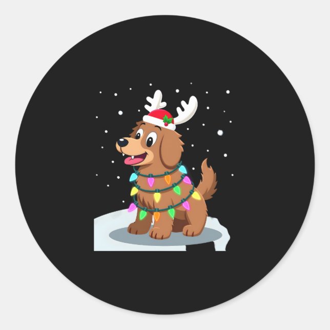 Christmas Lights Soft Coated Wheaten Terrier Dog T Classic Round Sticker (Front)
