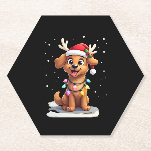 Christmas Lights Soft Coated Wheaten Terrier Dog T Paper Coaster (Front)