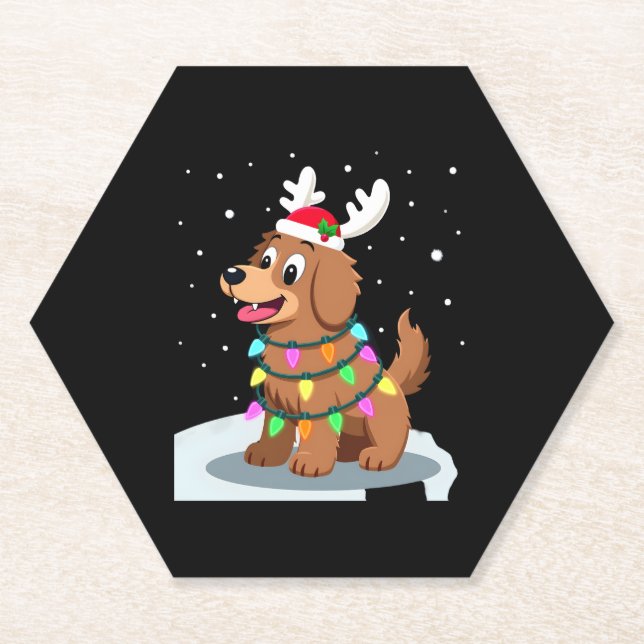 Christmas Lights Soft Coated Wheaten Terrier Dog T Paper Coaster (Front)