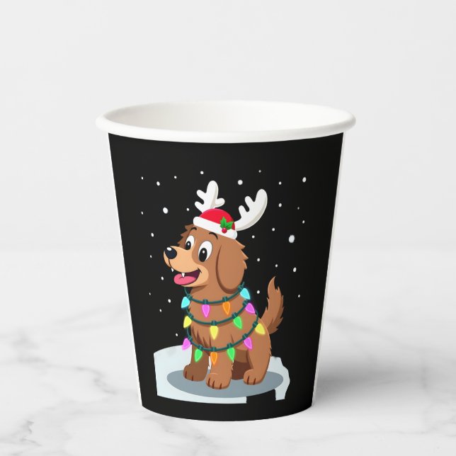 Christmas Lights Soft Coated Wheaten Terrier Dog T Paper Cups (Front)