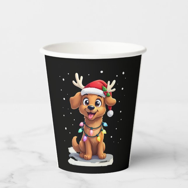 Christmas Lights Soft Coated Wheaten Terrier Dog T Paper Cups (Front)